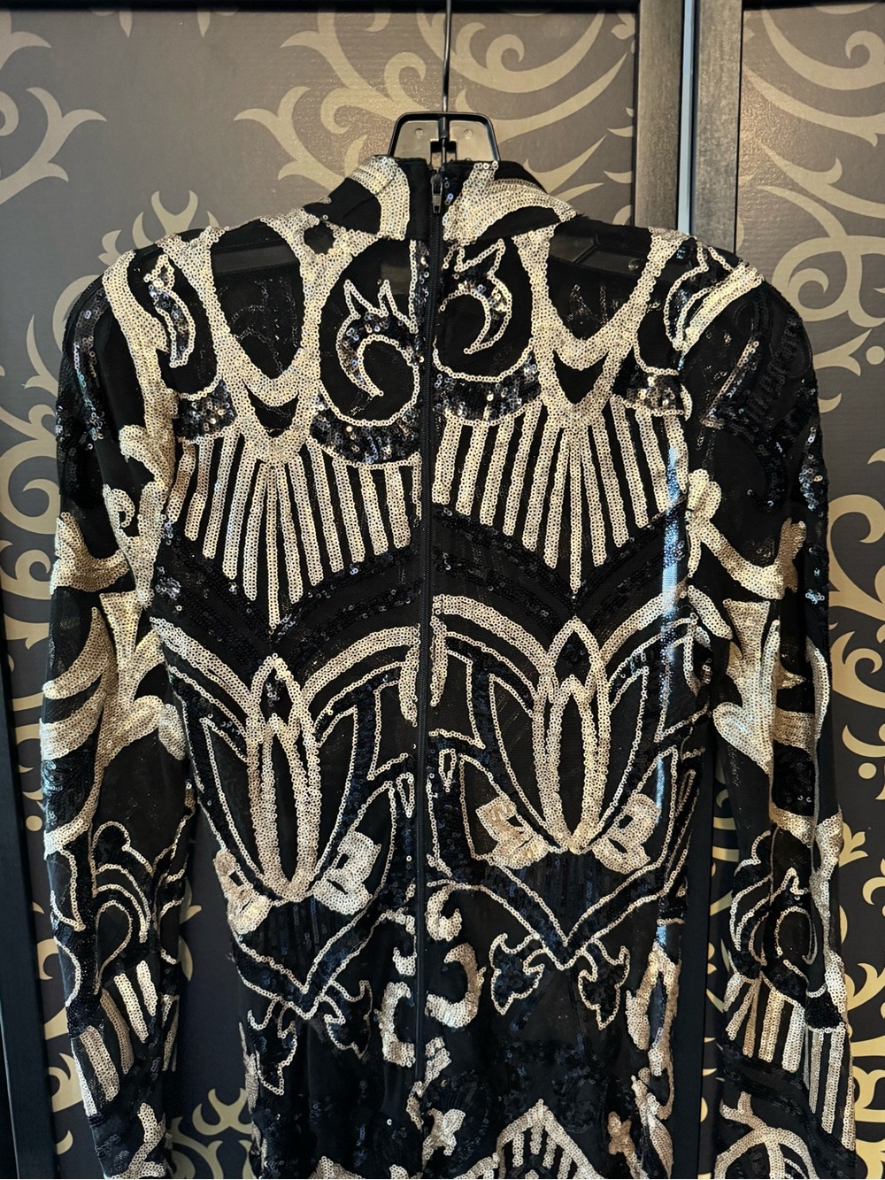Fashion Nova Black and Gold Embellished Sequin Midi Dress - Picture 7 of 8